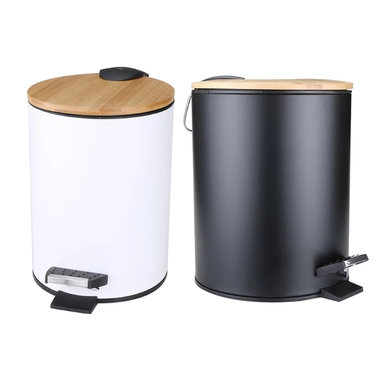 Commercial Kitchen Bin - 3/5L 木製フリップステップゴミ箱ゴミ箱廃棄物容器オーガナイザー浴室キッチンリビングルームオフィス装飾