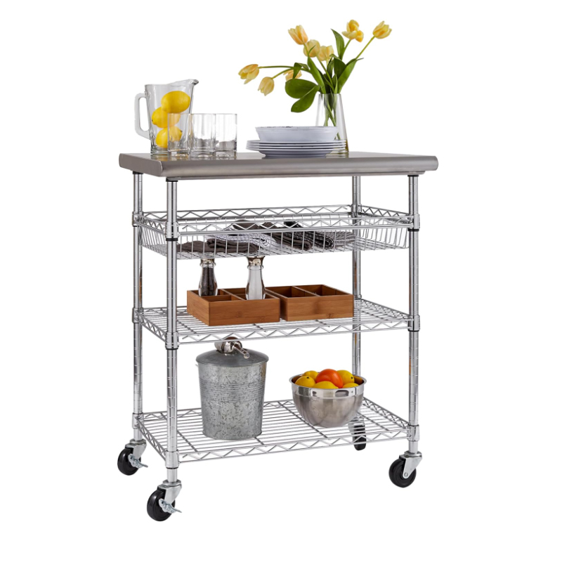 Commercial Kitchen Worktops - カスタマイズ可能な業務用作業台 ユーティリティカート 調理台 レストラン、キッチン、ガレージ、ホテル、家庭用 ステンレス製天板 NSF認証