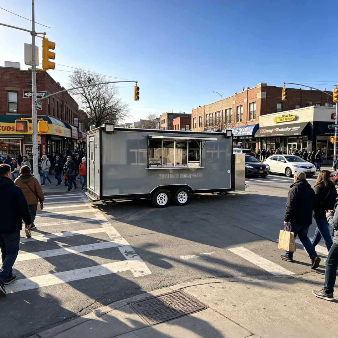 Commercial Kitchen Hoods - 業務用キッチンを備えた移動販売車（フードトラック） - フードビジネスに最適な、フードカバーとコンロを完備した移動販売トレーラー。