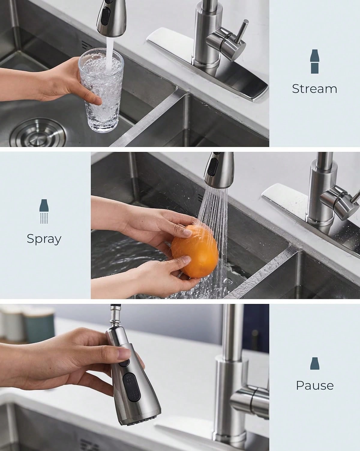 引き出し式のシャワーヘッド付き、シングルレバー式、高弧型、業 - Commercial Kitchen And Bar のレビューと価格